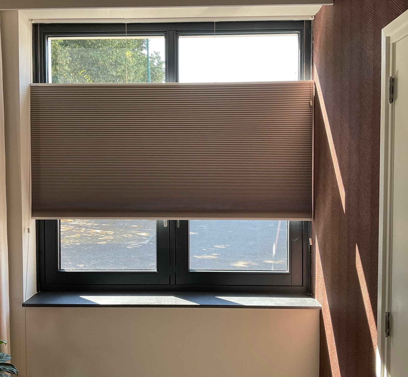 Plisse gordijn taupe, Huis en Inrichting, Ophalen, Nieuw, Plisségordijn