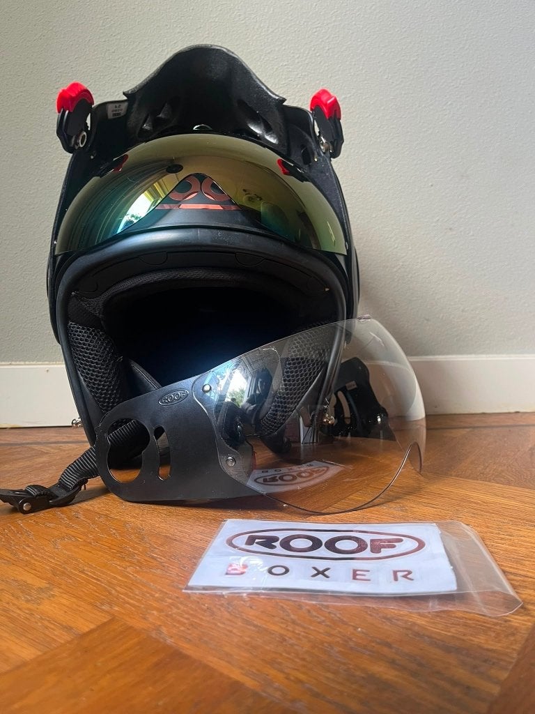 Roof Boxer V8 helm, mat zwart, maat S/56 incl getint vizier, Overige merken, Systeemhelm, Ophalen of Verzenden, S