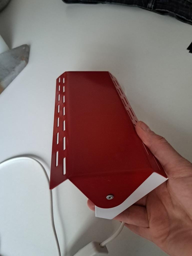 Retro Rood Bedlampje - Perfect Functionerend, Huis en Inrichting, Ophalen of Verzenden, Gebruikt, Metaal, Retro