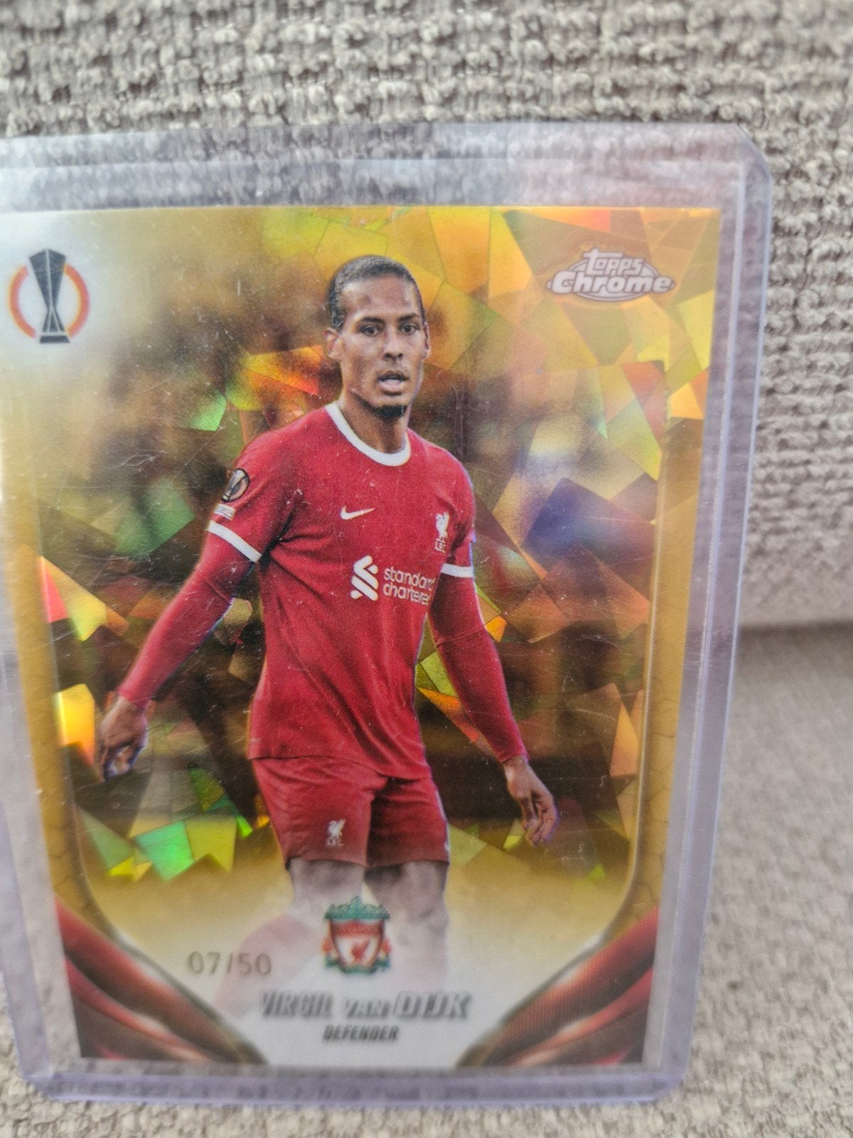 Virgil van Dijk Topps Chrome Gold Refractor 07/50, Ophalen of Verzenden