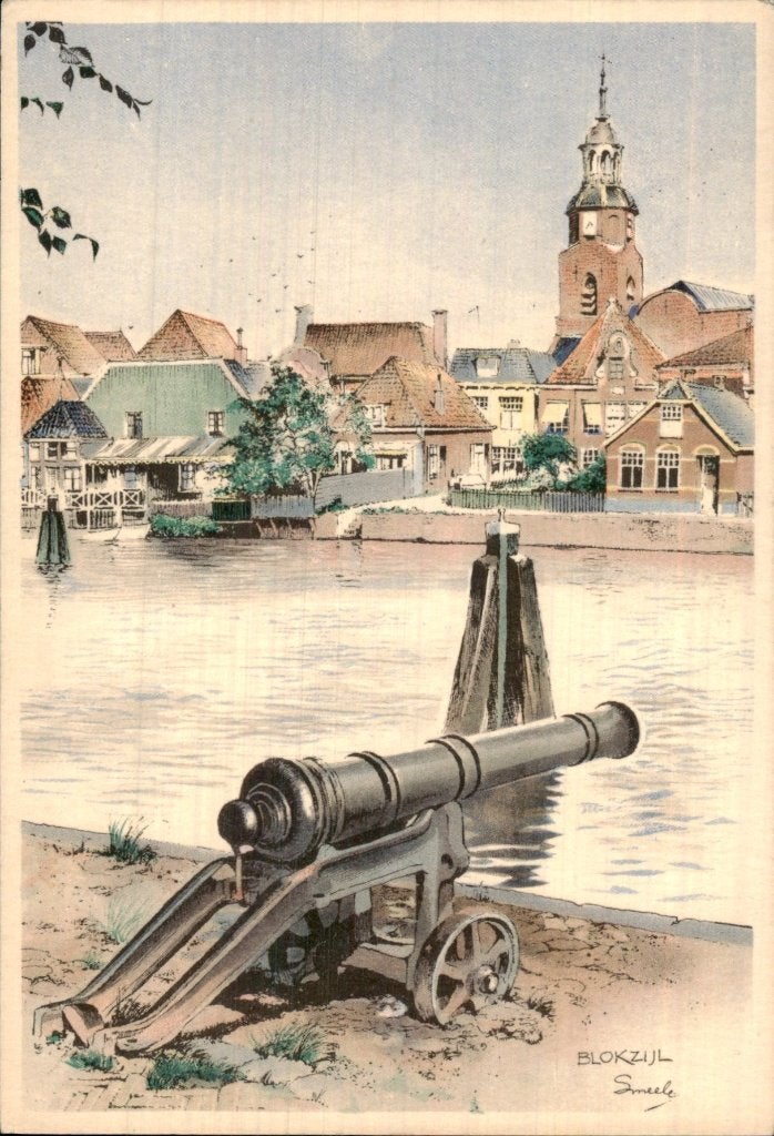 Blokzijl - Kanon - Uitzicht over water, Ophalen of Verzenden, 1920 tot 1940, Ongelopen, Overijssel