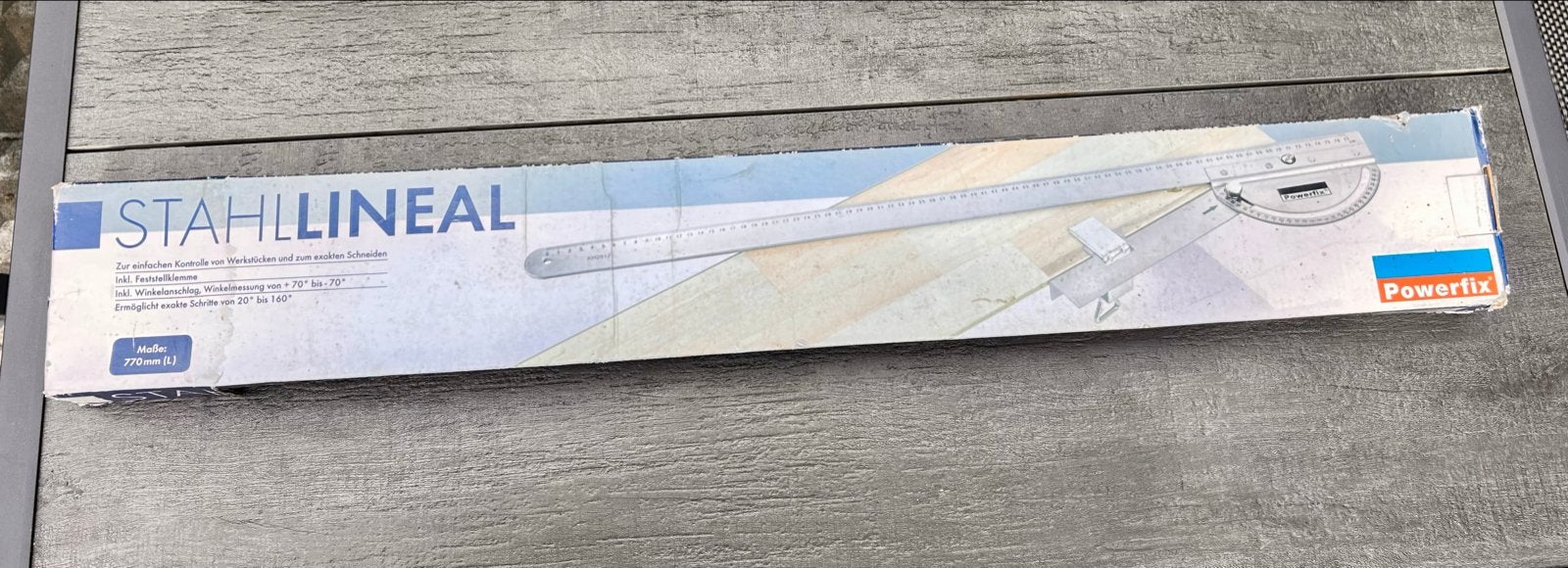 Powerfix Stalen Liniaal met Hoekaanslag en Gradenboog 770mm, Ophalen of Verzenden, Nieuw, Overige typen, Overige merken