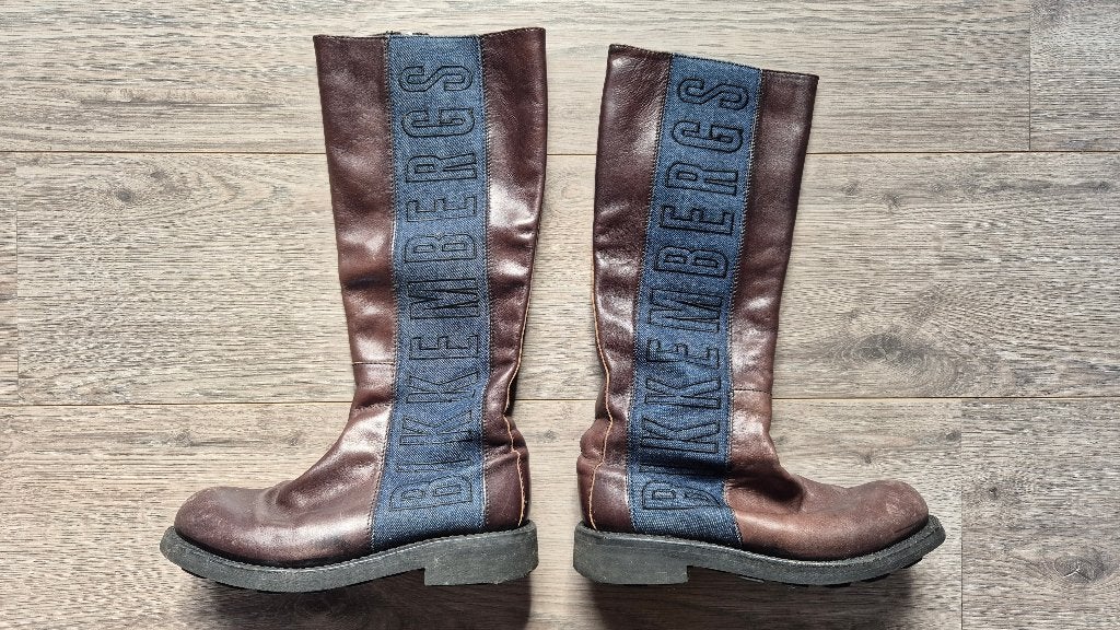 Vintage 90s Y2K bruin leren laarzen Dirk Bikkembergs maat 38, Kleding | Dames, Schoenen, Hoge laarzen, Bruin, Ophalen of Verzenden