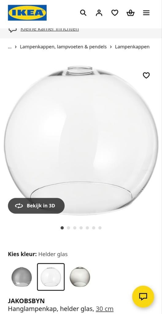 Hanglamp helder glas Ikea Jacobsbyn / Jallby 2 stuks, Ophalen of Verzenden, Zo goed als nieuw, Rond