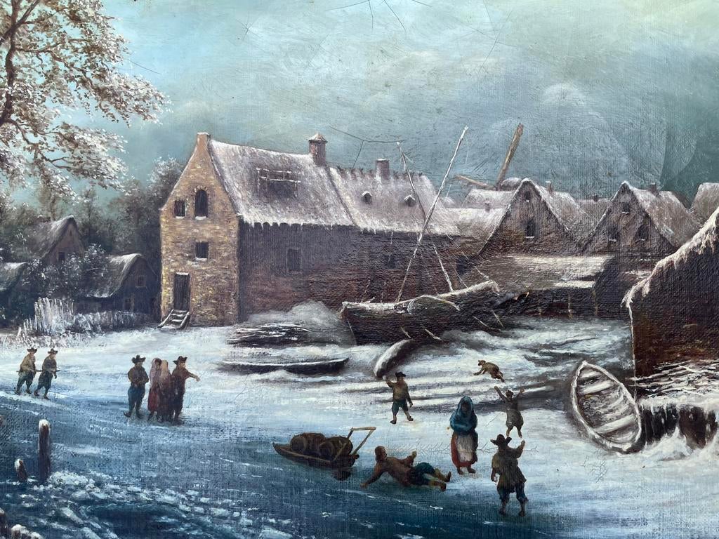 Winterlandschap / ijspret op de Zaan, Antiek en Kunst, Ophalen