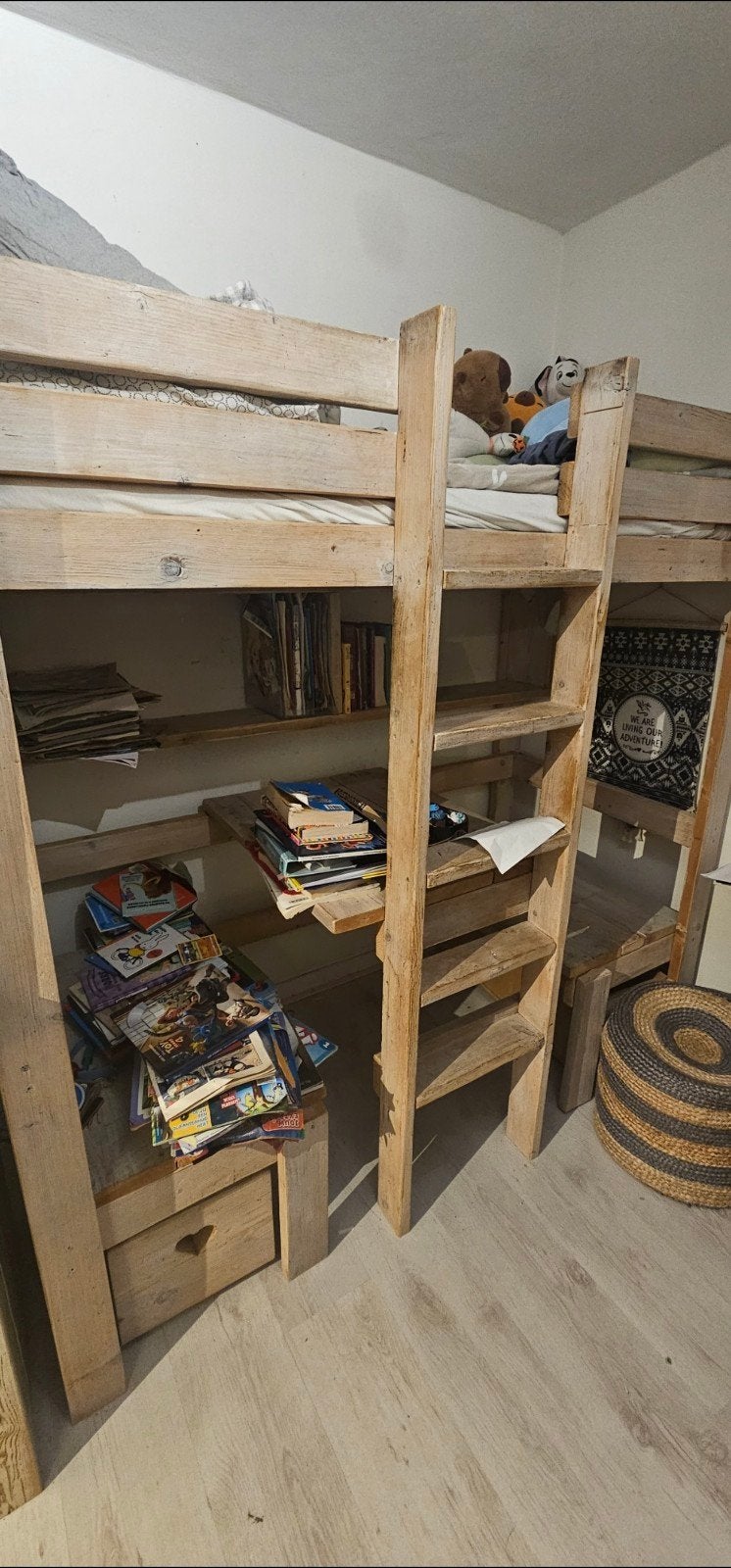 steigerhouten hoogslaper kind 160x70 (stapelbed), Kinderen en Baby's, Kinderkamer | Stapelbedden en Hoogslapers, Ophalen, Hoogslaper