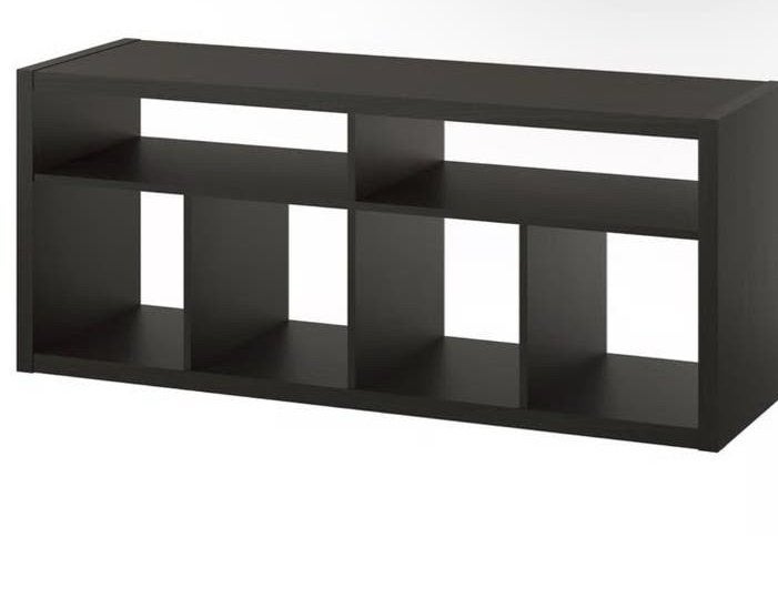 Zwart TV meubel met opbergvakken, Ophalen, Gebruikt, 100 tot 150 cm, Minder dan 100 cm