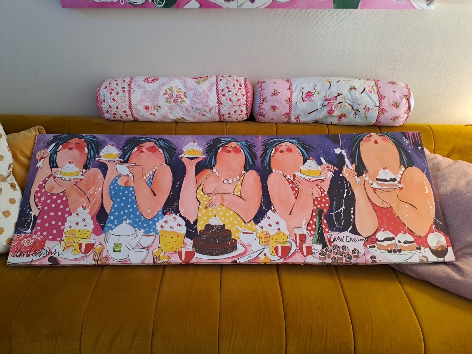Dikke Dames schilderij stevig doek kom vrijblijvend kijken, Ophalen