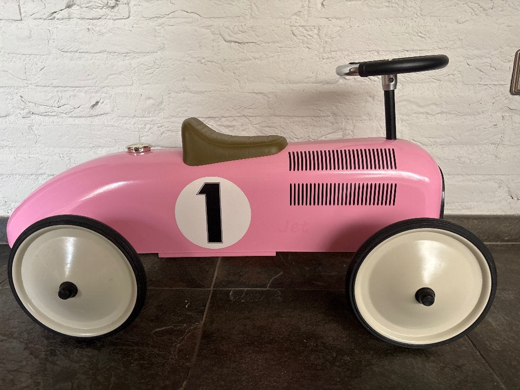 Goki metalen retro loopauto roze, Ophalen, Zo goed als nieuw, Loopvoertuig
