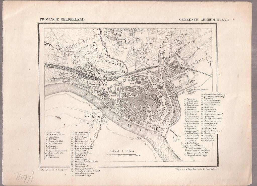 Arnhem Gemeente Arnhem No. 2 Stad Kuyperkaartje ca. 1867, Origineel, 1800 - 1899, Cartografie, 19 cm
