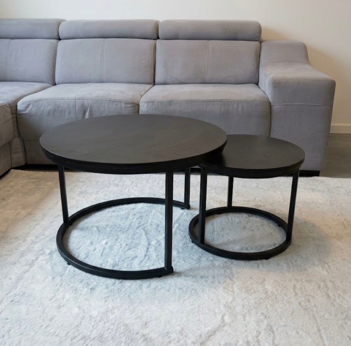 Zwarte salontafel set rond, Ophalen, Gebruikt, Rond, Metaal