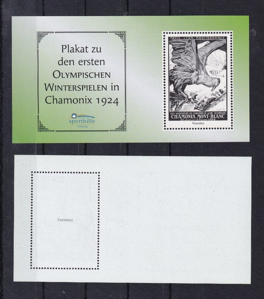B47) vignet in blok Olympische Winter Spelen Chamoux 1924, Verzenden, Duitse Keizerrijk, Postfris