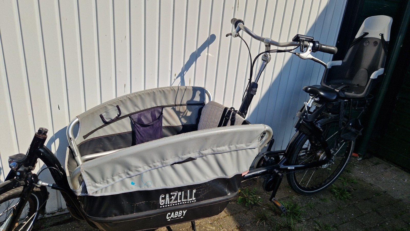 Elektrische Gazelle Cabby bakfiets, Fietsen en Brommers, Fietsen | Bakfietsen, Ophalen, Gebruikt, Huif, 2 kinderen