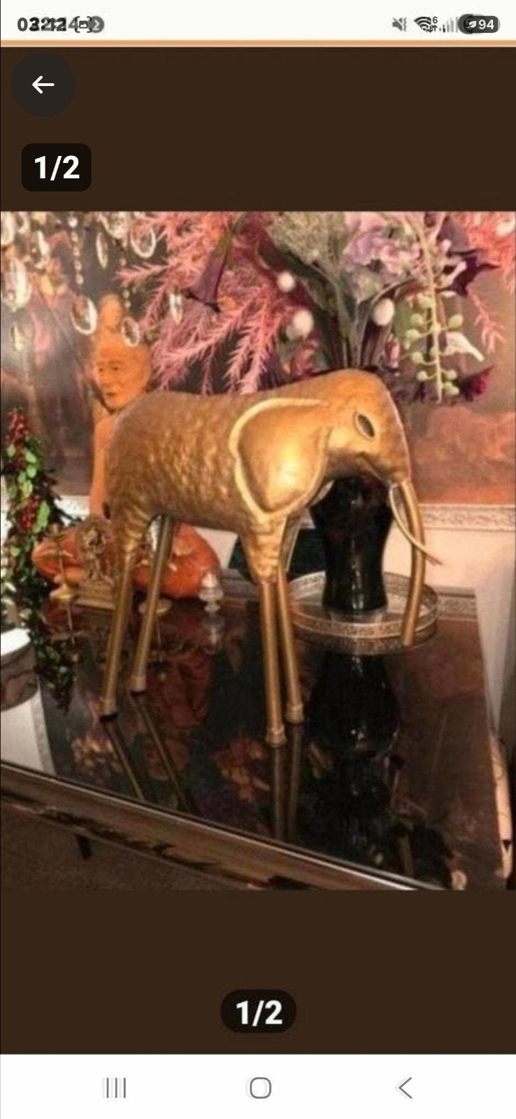Gouden olifant decoratiebeeldje, Ophalen, Oosters, Zo goed als nieuw, Goud