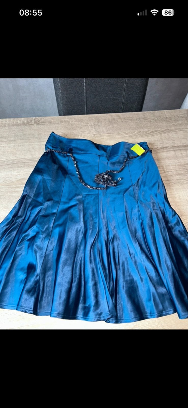 Satijnen rok maat 42 met kralen riem, Kleding | Dames, Ophalen of Verzenden, Nieuw, Maat 42/44 (L), Blauw