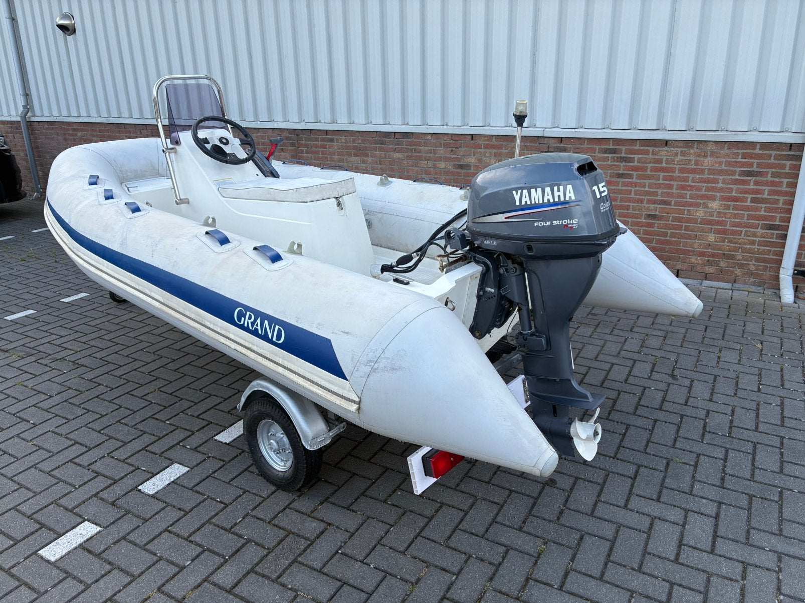 Grand s370 Rib, trailer, yamaha 15 pk met trim. Vaarklaar !, Gebruikt, Grand, 15 pk, Peddels