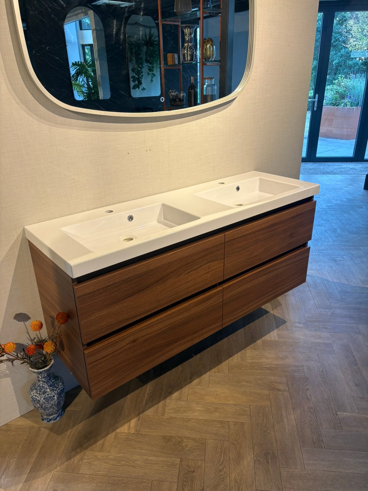 Badmeubel 140 cm – Walnoot | Kunststenen Wastafel, Huis en Inrichting, 100 tot 150 cm, Wltradingnl@outlook.com, Nieuw, Ophalen of Verzenden