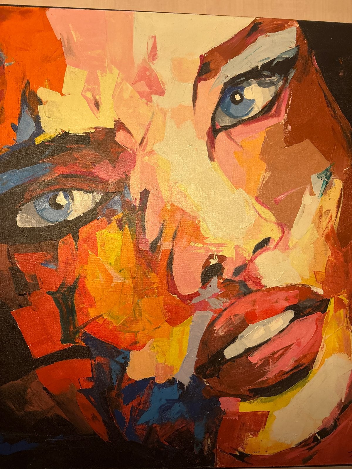 Levendig Portret: Abstracte Vrouwenfiguur in Acryl, Antiek en Kunst, Ophalen of Verzenden