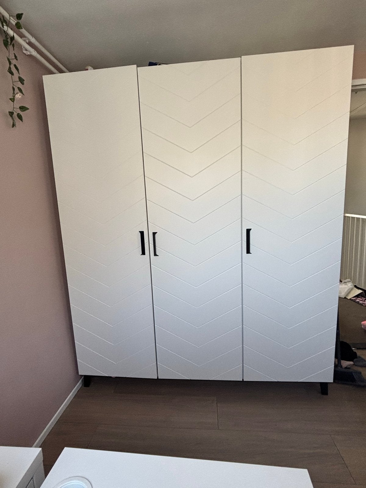 Witte kledingkast met planken en hangruimte, Ophalen, Gebruikt, 200 cm of meer, 150 tot 200 cm