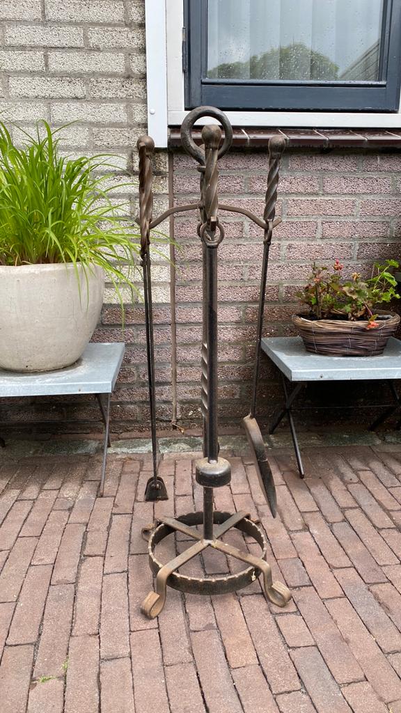 Haardset 4 delig IJzer, Ophalen, Gebruikt, Vrijstaande haard, Houthaard