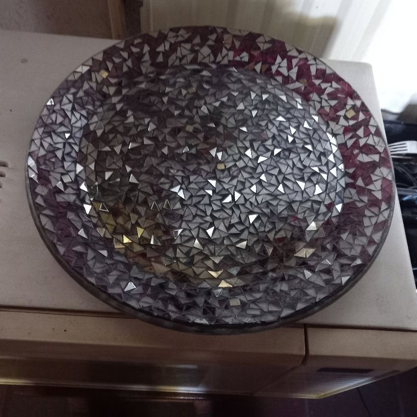Mozaiek schaal,, Ophalen of Verzenden, Zo goed als nieuw, Rond, Glas