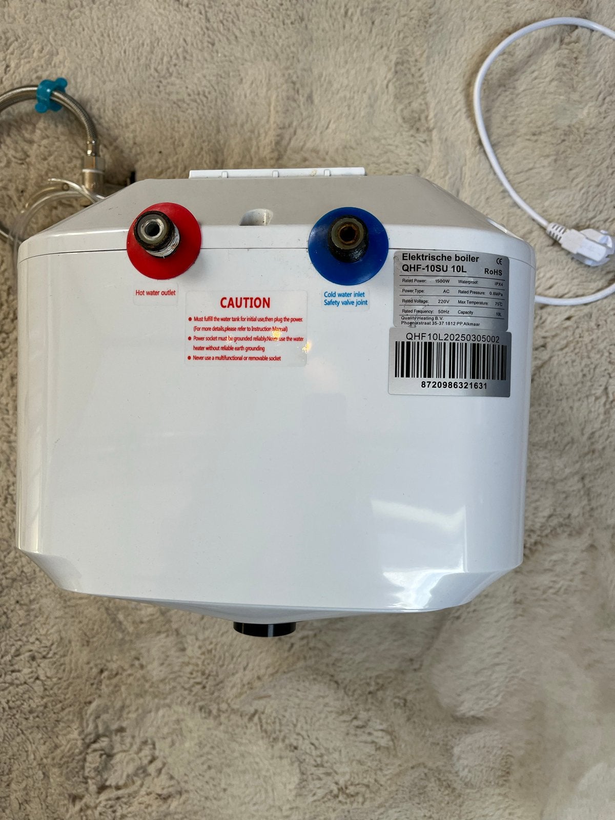 Elektrische boiler QHF-10SU 10L - Zo goed als nieuw, Ophalen, Zo goed als nieuw, 800 watt of meer, Overige typen