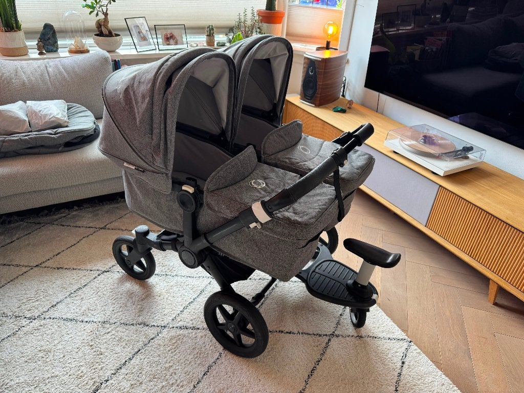 Bugaboo Donkey tweeling kinderwagen - Grey Melange - 2022, Gebruikt, Bugaboo, Verstelbare duwstang, Ophalen