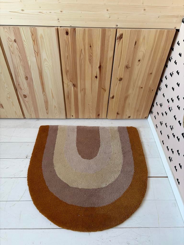 OYOY Vloerkleed Regenboog Bruin/Beige - Kinderkamer, Bruin, Zo goed als nieuw, Overige vormen, 50 tot 100 cm