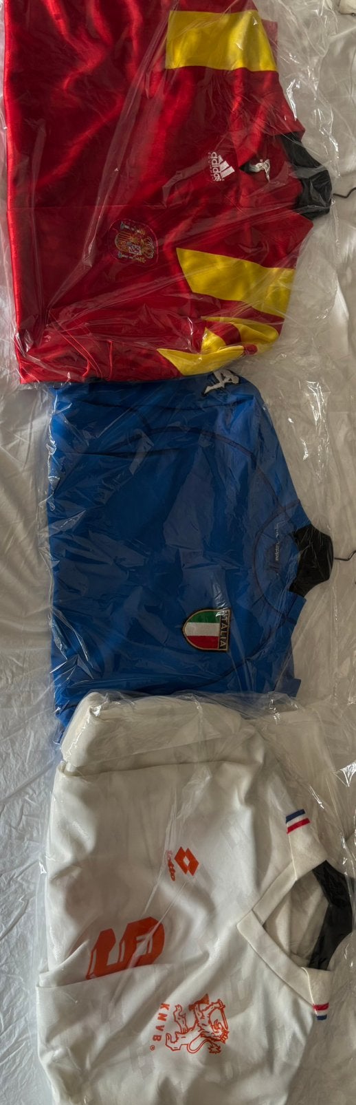 Authentieke shirts 1992–2000 Spanje, Italië en Nederland, Ophalen, Zo goed als nieuw, Blauw, Voetbal
