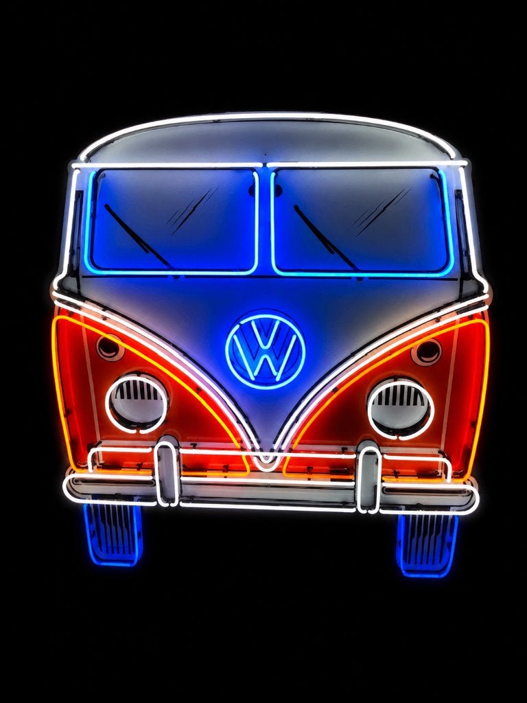Grote VW T1 bus neon licht reclame decoratie, Ophalen, Lichtbak of (neon) lamp