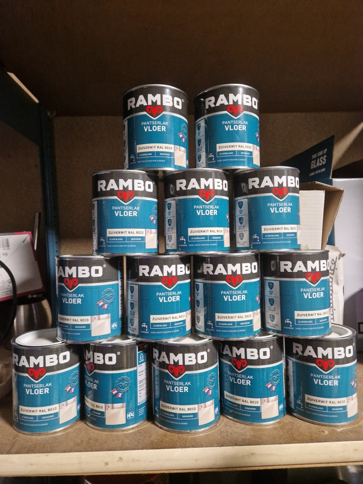 Rambo Pantserlak Vloer Zuiverwit RAL 9010 - 0.75L, Doe-het-zelf en Verbouw, Verf, Beits en Lak, Wit, Nieuw, Ophalen of Verzenden