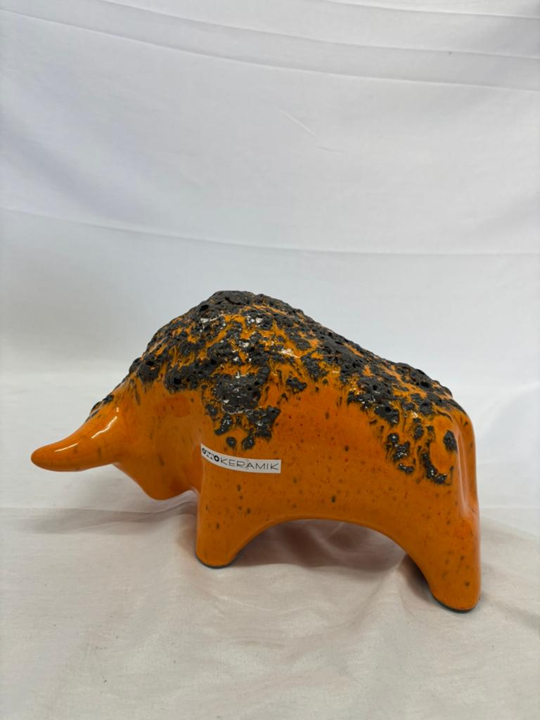 Vintage Otto Keramik Stier (27 cm) mid-century fat lava, Ophalen of Verzenden