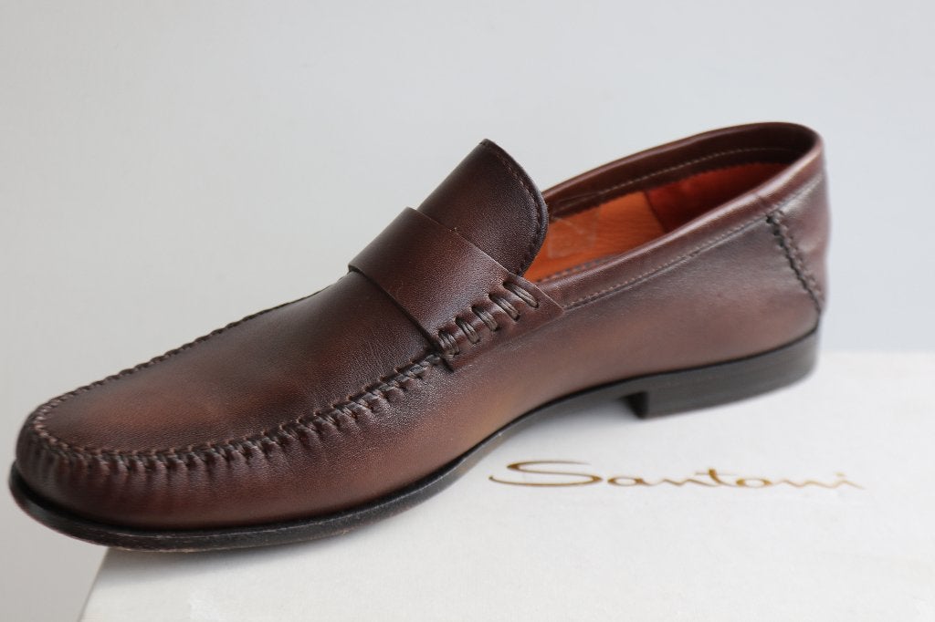 De allernieuwste Amerikaanse Santoni loafers in 9.5 D = 42, Loafers, Bruin, Ophalen of Verzenden, Zo goed als nieuw