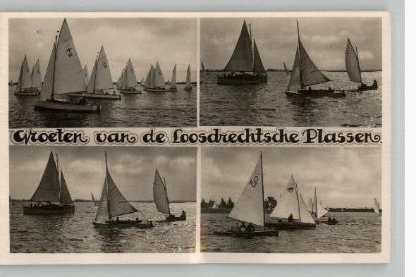 groeten Loosdrechtsche Plassen  4 afb st 1943, Ophalen of Verzenden, 1940 tot 1960, Gelopen, Noord-Holland