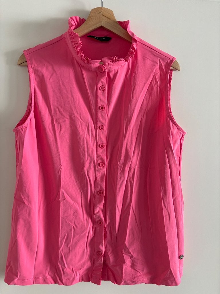 Lady Day travelstof top / blouse / shirt roze maat L, Lady Day, Verzenden, Maat 42/44 (L), Zo goed als nieuw