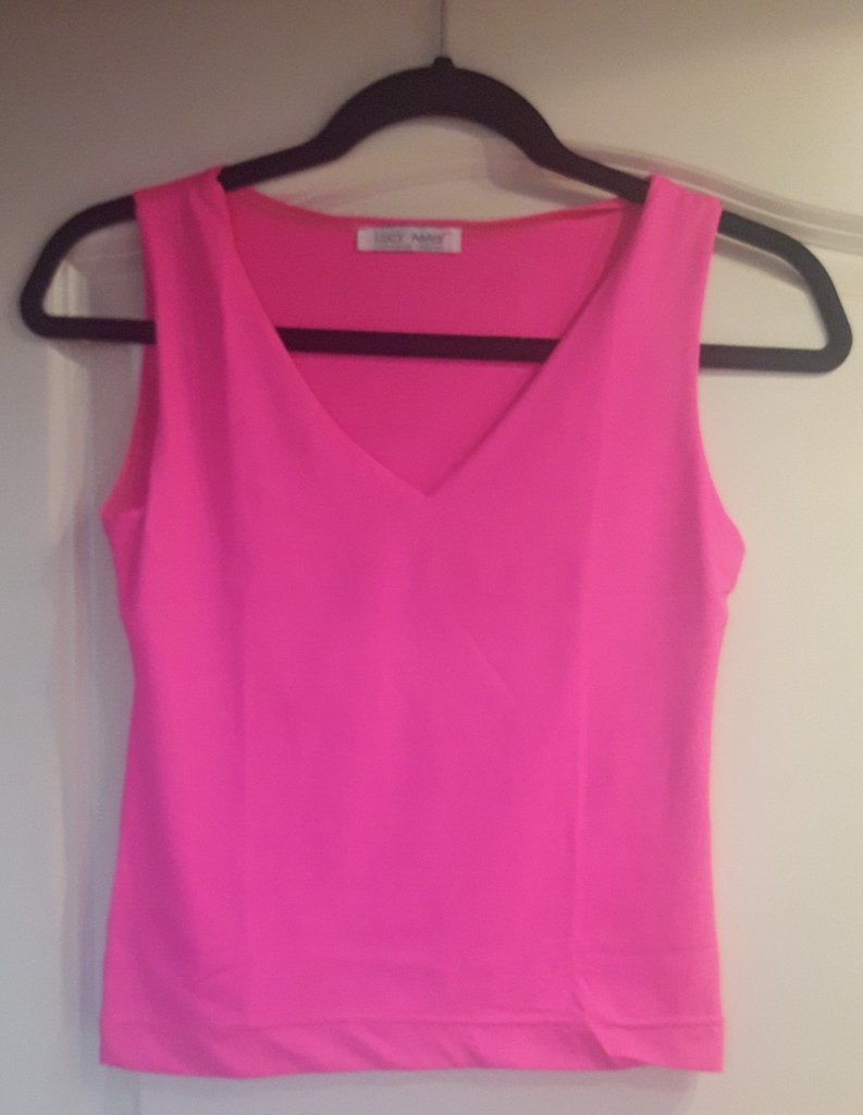 Neon roze top met sexy V-hals, Maat 38/40 (M), Nieuw, Ophalen of Verzenden, Roze