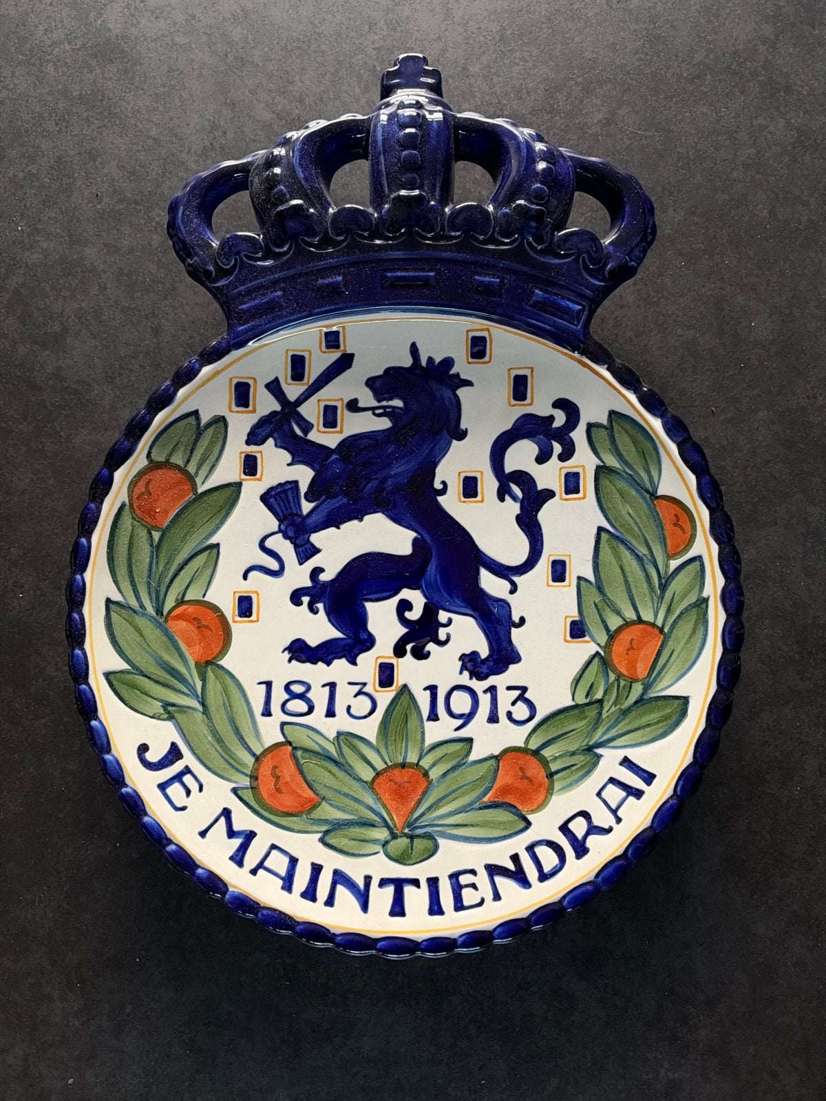 Zeldzaam Delfts Blauw Gedenkbord 1813-1913 Oranje Nassau, Antiek en Kunst, Ophalen of Verzenden