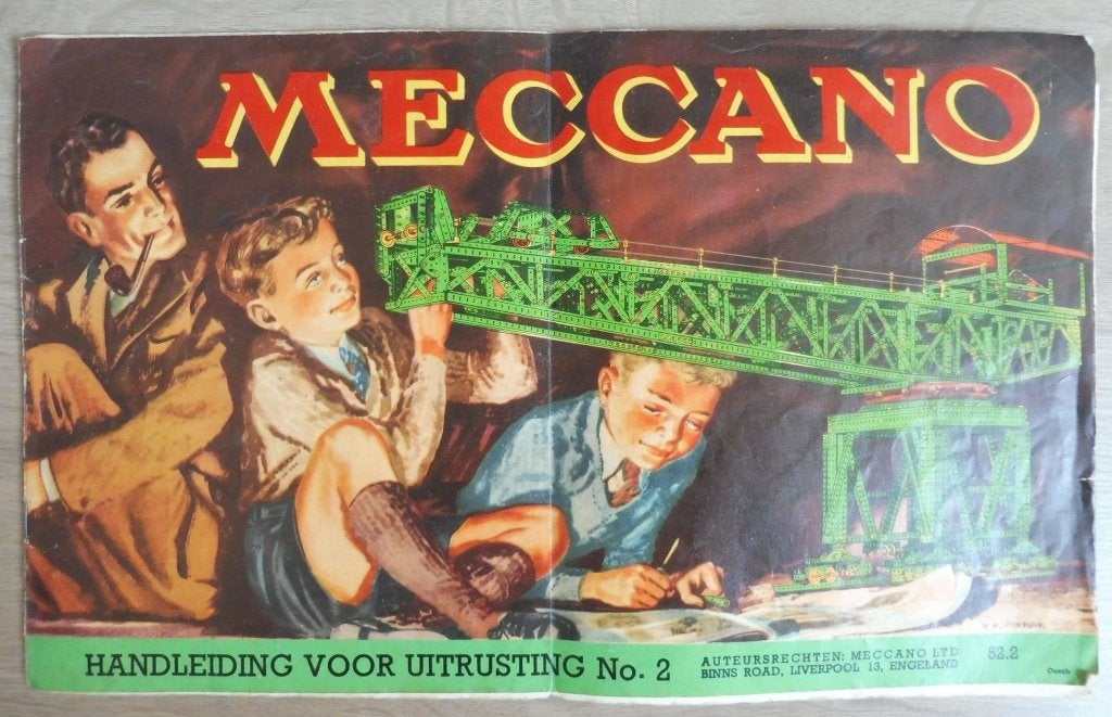 vintage Meccano handleiding voor Uitrusting No. 2 uit 1952, Verzenden