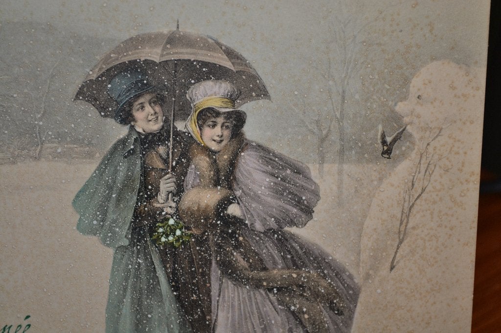 frankrijk 1909 nieuwjaar man vrouw sneeuw sneeuwman, Ophalen of Verzenden, Voor 1920, Gelopen, Sterren en Beroemdheden