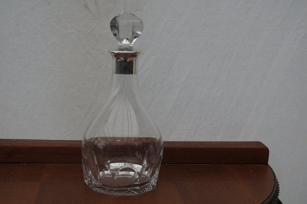 Antieke kristallen karaf met zilveren hals, Antiek en Kunst, Antiek | Glas en Kristal, Ophalen of Verzenden