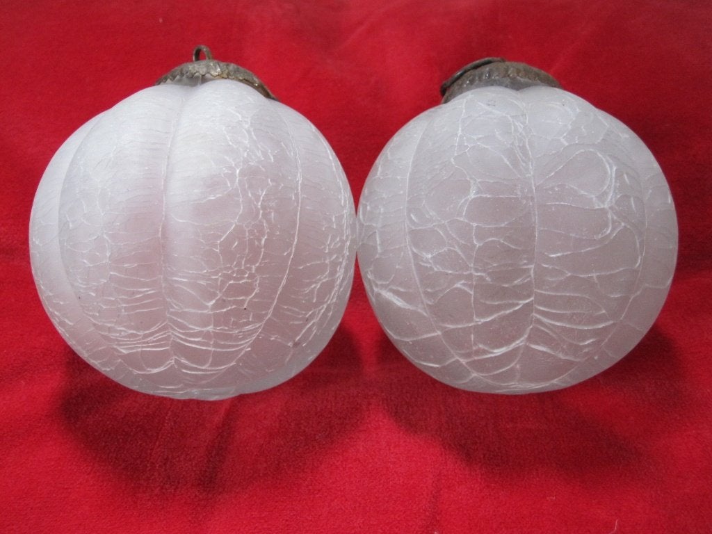 Set van 2 antieke glazen kerstballen met craquelé-effect, Ophalen of Verzenden
