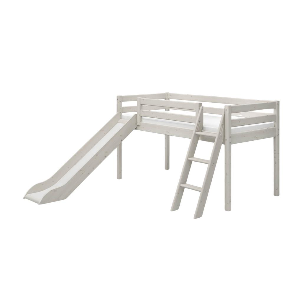 Ombouwset Flexa hoogslaper/glijbaan - Whitewash (zonder bed), Ophalen, Gebruikt, 90 cm, Eenpersoons