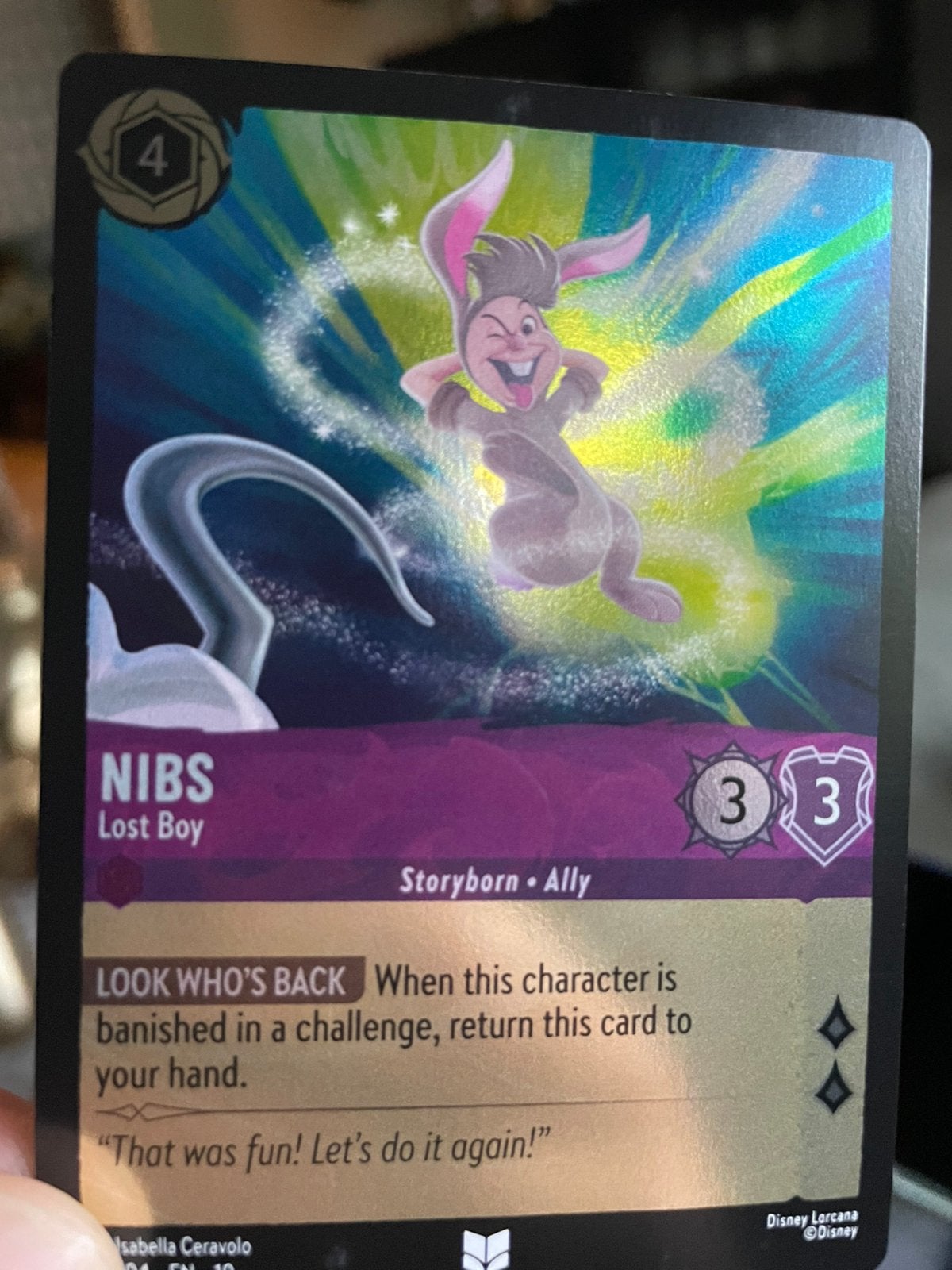 Nibs lost boy Disney Lorcana, Ophalen of Verzenden, Zo goed als nieuw, Foil