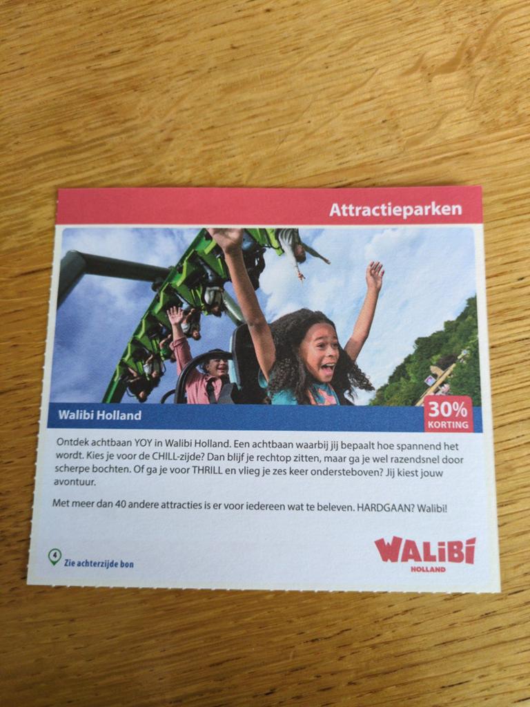 Kortingsbon voor Walibi Holland, Drie personen of meer, Kortingskaart