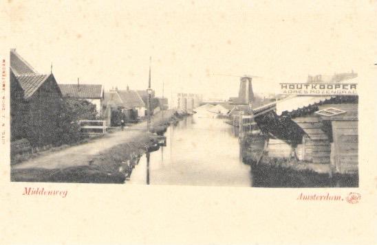AMSTERDAM Middenweg Houtkooper Rozengracht molen, Verzamelen, Verzenden, Voor 1920, Ongelopen, Noord-Holland