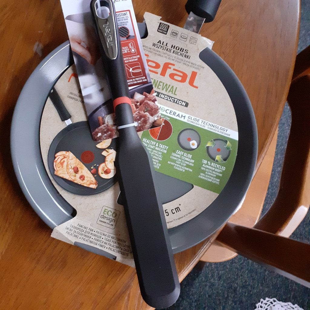 Tefal Renew pannenkoek pan met mes, Ophalen of Verzenden, Nieuw, Aluminium