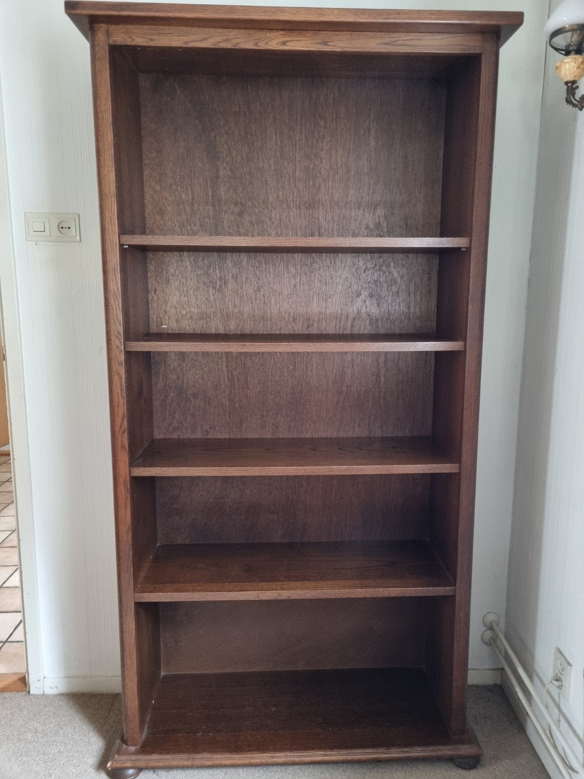 Boekenkast donker eiken, Huis en Inrichting, Ophalen, Gebruikt, Eikenhout, 50 tot 100 cm