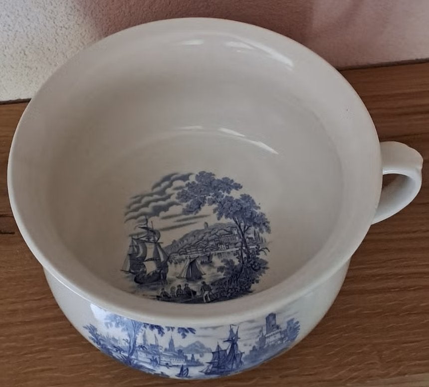 Antieke Royal Crownford Ironstone Kamerpot - Blauw/Wit, Ophalen of Verzenden