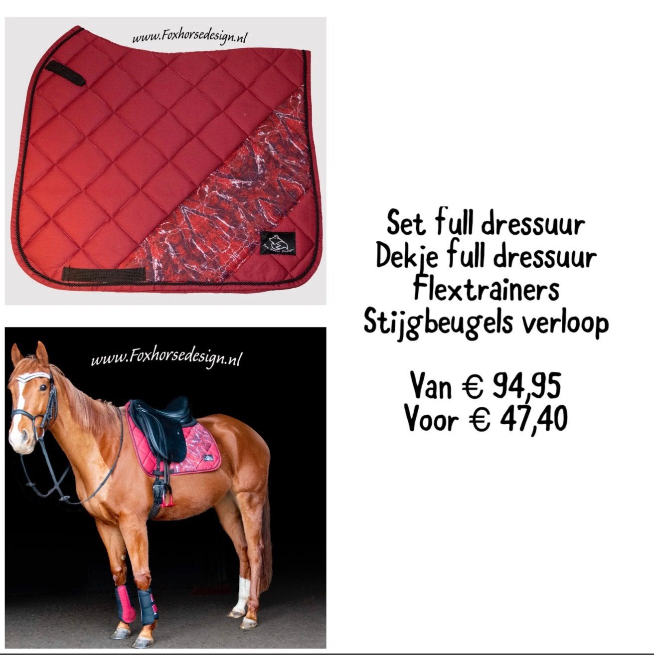 Nieuw 3 delig setje bordeaux full, Full (L), Ophalen of Verzenden, Nieuw, Dressuurdekje