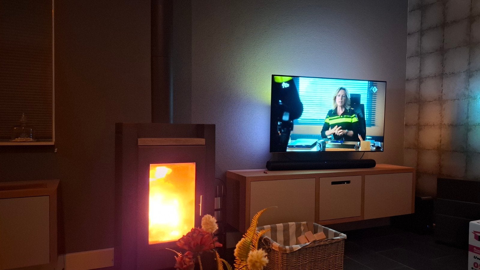 Zwevend TV-meubel eikenhout fineer met lades (190x40x45cm), Ophalen, 150 tot 200 cm, Eikenhout, Minder dan 100 cm